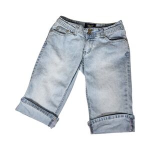 Angels Light Wash Embroidered Back Pocket Capri Jeans Junior Size 3 Y2K Cropped